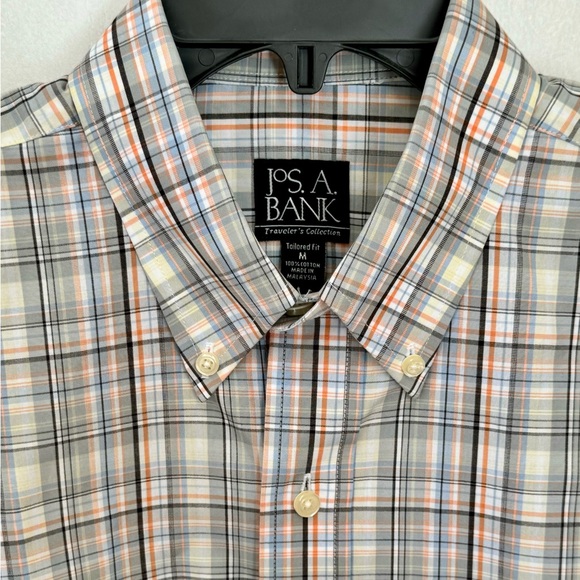 NWT JOS A. BANK MENS SHORT SLEEVE PLAID SHIRT. TRAVELER’S COL. TAILORED FIT. - Picture 10 of 11